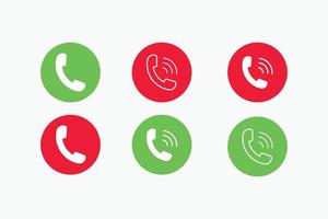 Answer and decline icon symbol Red and green call icon symbol for web, app, logo vector