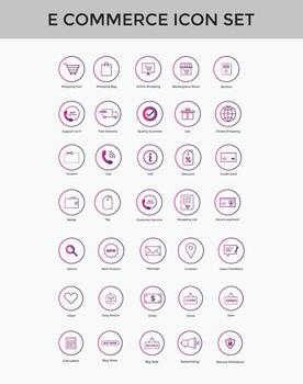 Set of E commerce simple icon set shopping cart colorful, delivery, secure payment, credit card etc vector