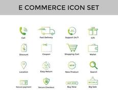 Set of E commerce simple icon set shopping cart colorful, delivery, secure payment, credit card etc vector