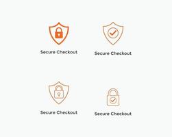 Set of secure payment, secure checkout line icon vector