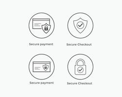 secure payment, secure checkout icon set. E commerce icon vector