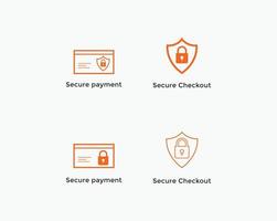 Set of secure payment, secure checkout line icon vector