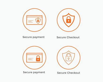 conjunto de pago seguro, icono de línea de pago seguro vector