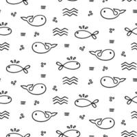 patrón sin costuras de pescado dibujado a mano decorativo vector