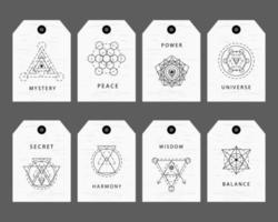 Sacred geometry signs labels set vector