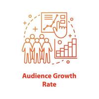 Audience growth rate concept icon. SMM metrics, tools. Customer atraction. Social media measurement and analytics idea thin line illustration. Vector isolated outline drawing