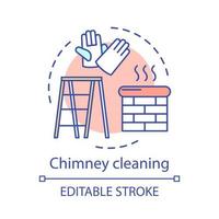 Chimney cleaning concept icon. Additional cleanup service idea thin line illustration. Roof cleanup. Chimney sweeper. Tile washing. House maintenance. Vector isolated outline drawing. Editable stroke