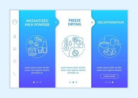 Food technology blue gradient onboarding template. Processing products. Responsive mobile website with linear concept icons. Web page walkthrough 3 step screens. Lato-Bold, Regular fonts used vector