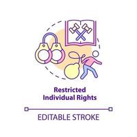 Restricted individual rights concept icon. Centrally planned ES disadvantages abstract idea thin line illustration. Isolated outline drawing. Editable stroke. Arial, Myriad Pro-Bold fonts used vector