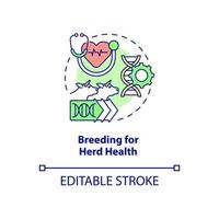 Breeding for herd health concept icon. Positive impact on animal production abstract idea thin line illustration. Isolated outline drawing. Editable stroke. Roboto-Medium, Myriad Pro-Bold fonts used vector