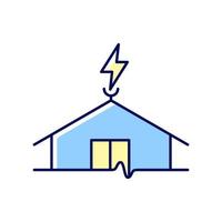 Lightning rod RGB color icon. Protecting buildings from lightning strike damage. Discharging dangerous electricity. Preventing fire risk. Isolated vector illustration. Simple filled line drawing