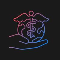 Desire to help future generations gradient vector icon for dark theme. Transform healthcare. Effective drug development. Thin line color symbol. Modern style pictogram. Vector isolated outline drawing