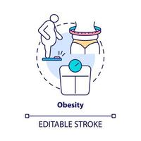 Obesity concept icon. Arthritis risk factor abstract idea thin line illustration. Osteoarthritis reason. Knees and hips joints damage. Vector isolated outline color drawing. Editable stroke