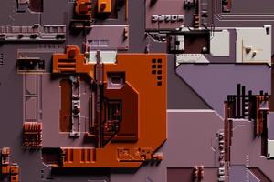3D rendering of electronic surface sci fi background. photo