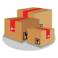 illustration of an expedition package box, with a sign of fragile goods. vector