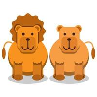 illustration of a pair of lions with cute cartoon characters vector