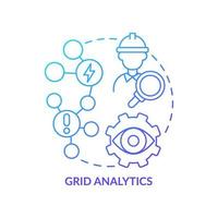 icono de concepto de gradiente azul de análisis de cuadrícula. control de seguridad del sistema de energía. prevención de problemas idea abstracta ilustración de línea delgada. dibujo de contorno aislado. roboto-medium, innumerables fuentes pro-bold utilizadas vector