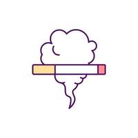 Smoking cigarettes RGB color icon. Health effects. Being addicted to nicotine. Lung cancer risk factor. Tobacco smoking. Addictive substance. Isolated vector illustration. Simple filled line drawing