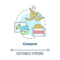 Compost concept icon. Organic trash. Recycled garbage. Minimize waste abstract idea thin line illustration. Isolated outline drawing. Editable stroke. Roboto-Medium, Myriad Pro-Bold fonts used vector