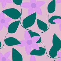 Floral seamless pattern in purple color. Simple flat style vector