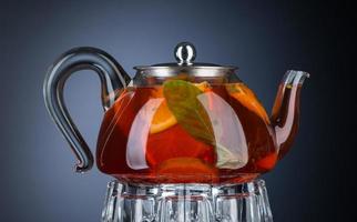 Mint tea in a transparent teapot