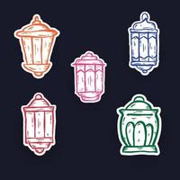 Set Of Hand Drawn Lanterns. Illustration Vector Graphic.  Design Concept  Ramadan Vintage Lantern With HandDrawn Sketch Style