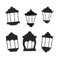 Set Of silhouette Lanterns. Illustration Vector Graphic.  Design Concept  Ramadan Lantern With HandDrawn Style