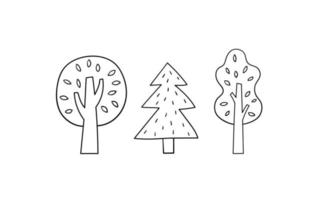 Hand drawn trees. Doodle sketch style. Outline vector illustration.