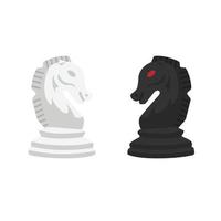 Black and White Chess Knight Flat Illustration. Clean Icon Design Element on Isolated White Background vector