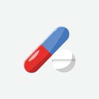 Medicine Tablet and Capsule Flat Icon. Clean Illustration Design Element on Isolated White Background vector