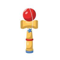 Toss and Catch Wooden Ball Flat Illustration. Kendama Clean Icon Design Element on Isolated White Background vector