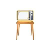 Retro TV on Table Flat Illustration. Clean Icon Design Element on Isolated White Background vector