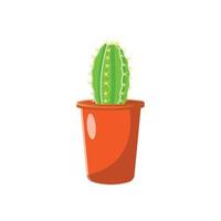 Cactus in Vase Flat Illustration. Clean Icon Design Element on Isolated White Background vector