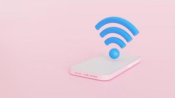 concepto de liberación de señal de punto de acceso. wifi con teléfono inteligente. ilustración de procesamiento 3d foto