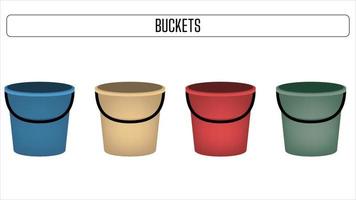 Empty bucket object set vector illustration on white background.