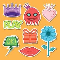 cute sticker collection hand drawn colorful for kids free vector. vector