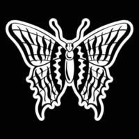 mariposa en blanco y negro estilo dibujado a mano para pegatinas de tatuajes, etc. vector premium