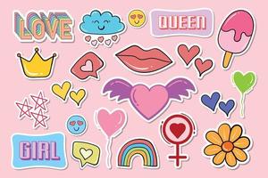 Collection of girly pop stickers. 13820329 Vector Art at Vecteezy