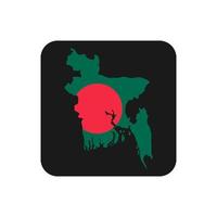 Bangladesh map silhouette with flag on black background vector