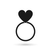 Valentines Day heart ring flat icon vector