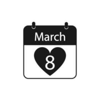 March 8, Calendar icon. Flat vector illustration. International womens day.