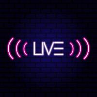 Live stream  neon sign on the brick wall. Vector Illustration