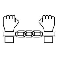 Hands in handcuffs Criminal concept Arrested punishment Bondage convict contour outline line icon black color vector illustration image thin flat style