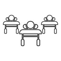 Patients on couches is lying hospital pandemic concept clinic epidemic contour outline line icon black color vector illustration image thin flat style