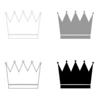 Crown the set black grey color icon vector