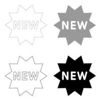 nuevo símbolo el conjunto de iconos de color gris negro vector