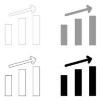 Growth chart the set black grey color icon vector