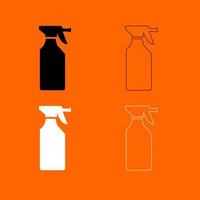 Household chemicals icon set white black color vector illustration image flat style