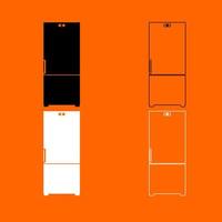 refrigerator icon set white black color vector illustration image flat style