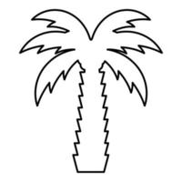 Palm tree tropical coconut contour outline line icon black color vector illustration image thin flat style